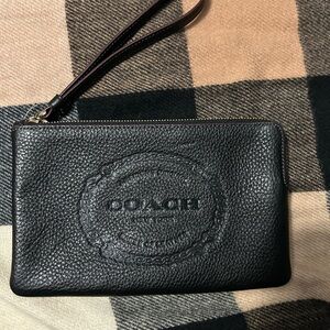 Coach Black Leather Wristlet-Large